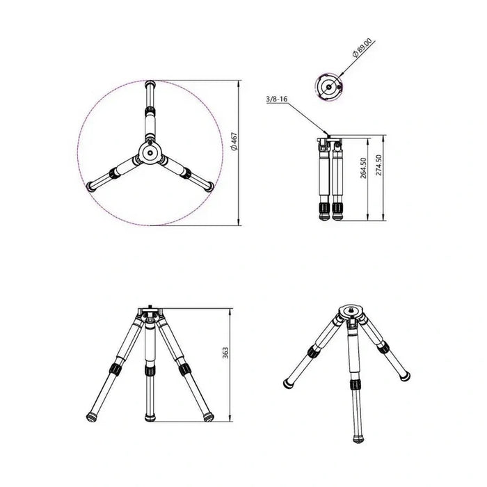 ZWO TC20 Carbon Fiber Tripod for Seestar Smart Telescopes