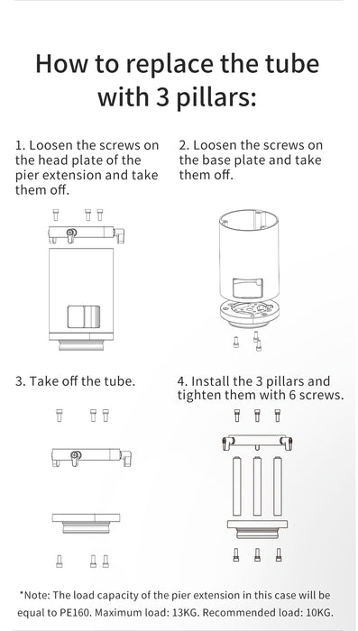 ZWO Pillars for PE200 Pier Extension